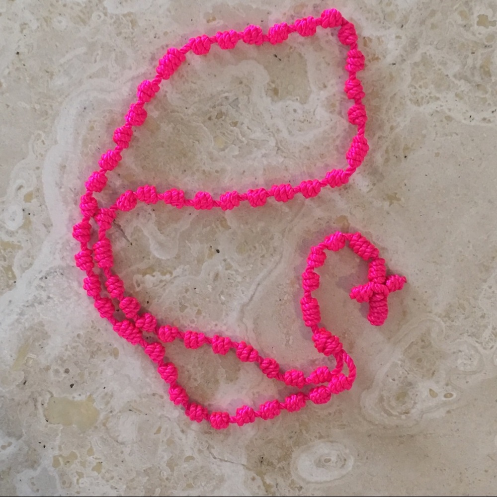 NWOT Handmade Rosary in Hot Pink